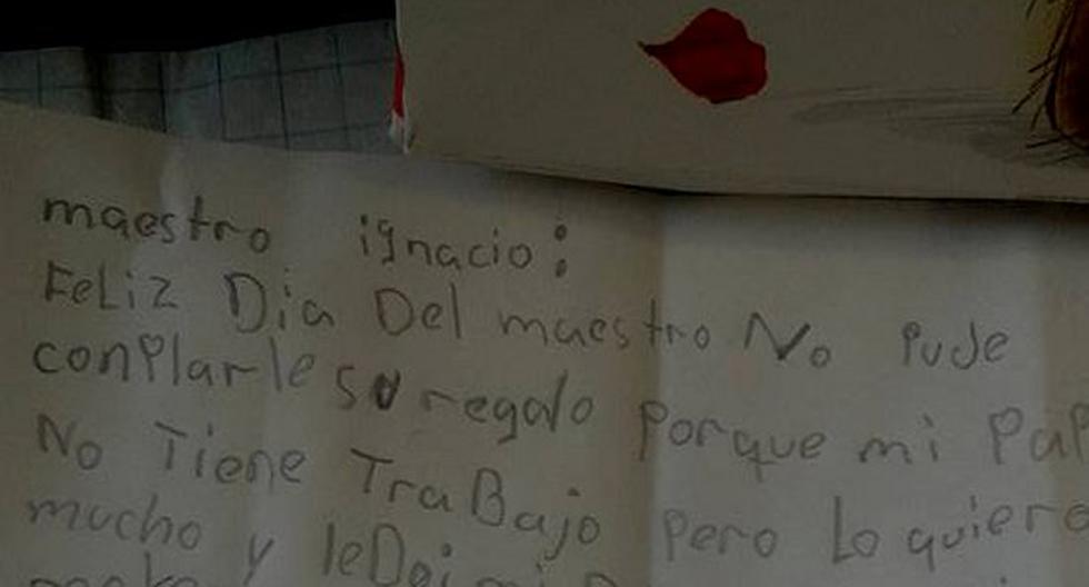 Profesor conmovió Facebook al publicar la carta que le escribió una de sus pequeñas alumnas. (Foto: Facebook Iñaki de Paz)
