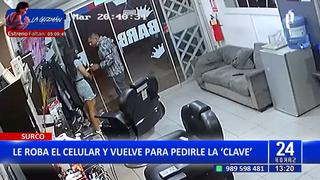 Surco: delincuente roba celular en barbería, y regresa para pedir la contraseña