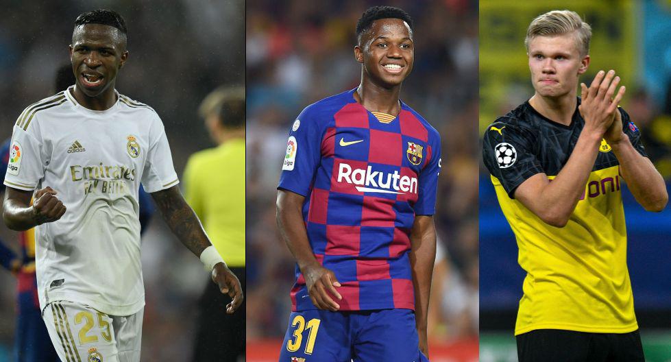 Vinicius, Fati y Haaland, tres apuestas futuras que ya dan qué hablar ahora. (Fotos: AFP)