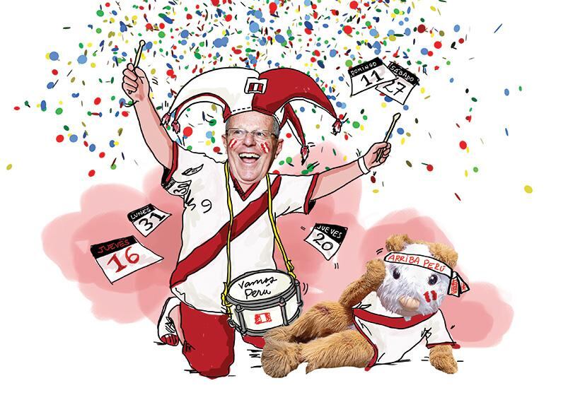 El mandatario peruano Pedro Pablo Kuczynski confesó a la revista Somos su promesa en caso Perú clasifica al mundial. (Ilustración: Verónica Calderón)