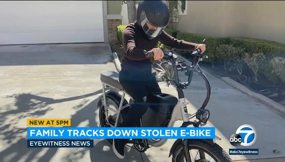 Un padre de California usó AirTag para encontrar la bicileta eléctrica de su hija que había sido robada en California. (Captura de video / abc7.com).
