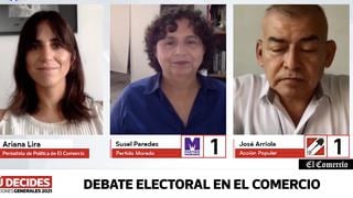 Susel Paredes (Partido Morado) y José Arriola (Acción Popular) debatieron en El Comercio