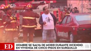 Surquillo: hombre salva de morir en incendio de edificio de cinco pisos [VIDEO]