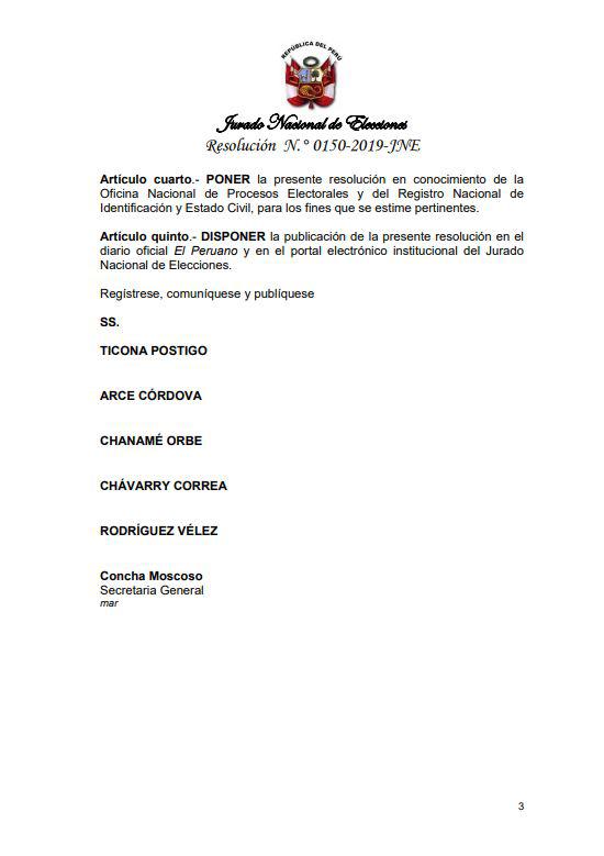 Resolución del JNE.