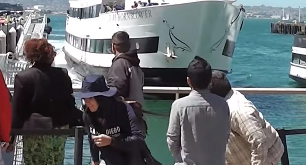 Un crucero se estrella contra un muelle en el puerto de San Diego. (Video: YouTube)