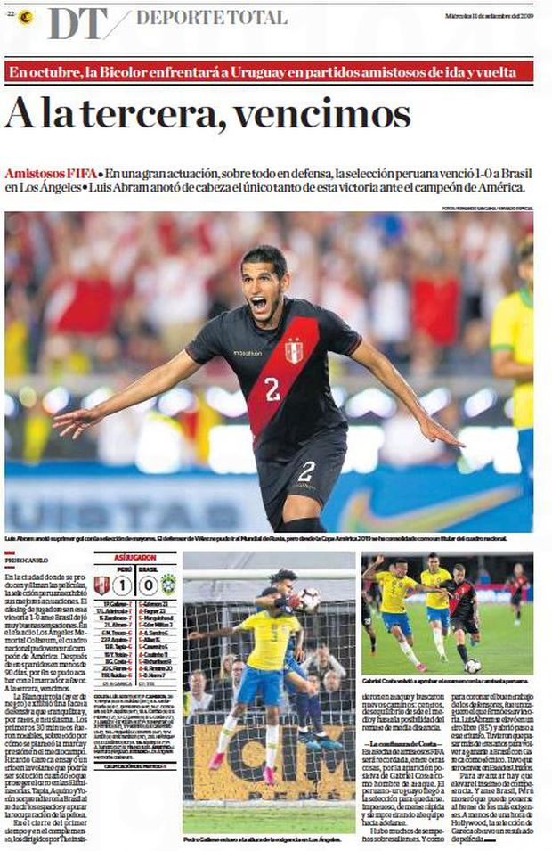 This is how DT reported the victory against Brazil in 2019 in a friendly.