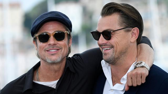Brad Pitt y Leonardo DiCaprio en la presentación de "Once Upon a Time in Hollywood" en Cannes 2019. (Foto: Agencias)