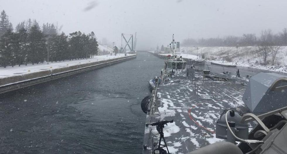 El extremo clima impide que el navío norteamericano vuelva a operar hasta que llegue la primavera. (Facebook USS Little Rock - LCS 9)