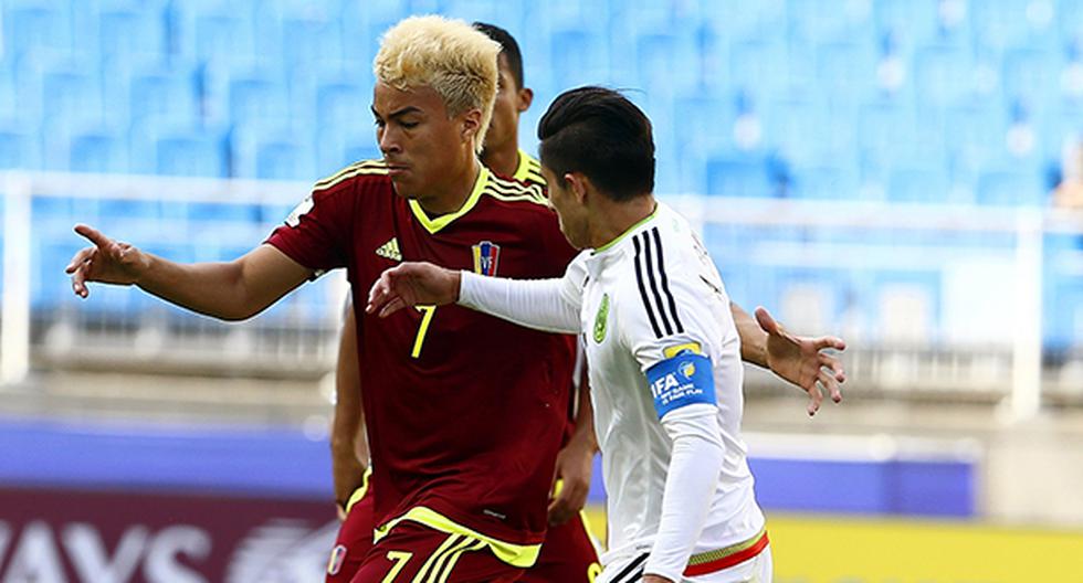Sergio Córdova anotó el gol del triunfo de Venezuela sobre México, con el que el cuadro sudamericano avanzó a los octavos de final del Mundial Sub 20 como líder del Grupo B. (Foto: EFE)