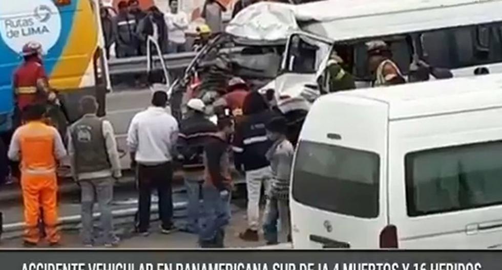 Cinco muertos dejó choque entre combi y camioneta en Panamericana Sur.
 (Capital)