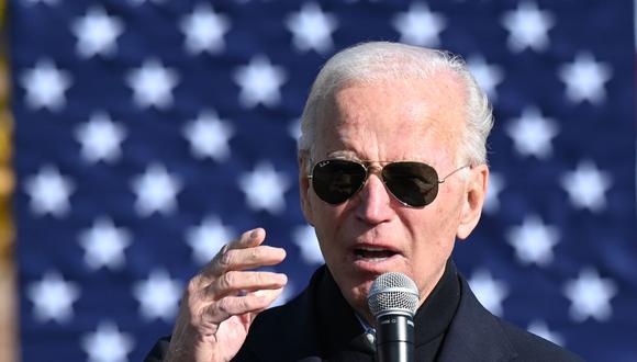 El candidato presidencial demócrata Joe Biden habla en un evento de campaña en Flint, Michigan, el 31 de octubre de 2020.
(JIM WATSON / AFP).