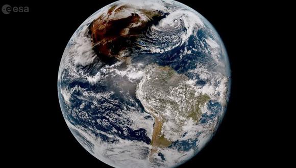 Imagen desde el espacio del eclipse solar total del 8 de abril de 2024. (Foto: NOAA / NASA / ESA)