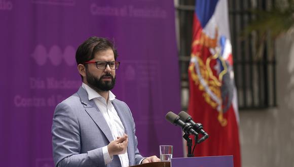 El presidente de Chile Gabriel Boric durante una declaración en el Palacio de La Moneda. (EFE/ Presidencia de Chile).