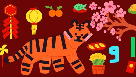 Google celebra el Año Nuevo Chino con un doodle dedicado al Año del Tigre. (Foto: Google)