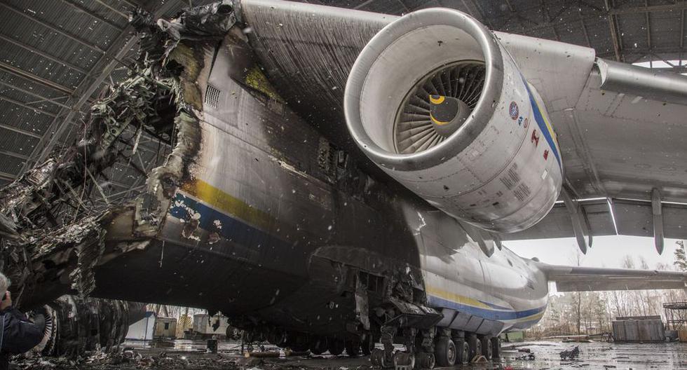 El Antonov An-225 Mriya, que fue destruido por Rusia en el aeropuerto de Hostómel, en Ucrania. (EFE/EPA/Oleaksandr Ratushniak).