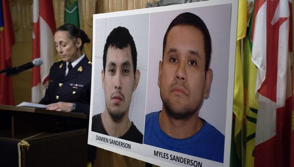 Imágenes de los sospechosos de asesinar a 10 personas en Canadá. Damien Sanderson (i) fue hallado muerto. (Foto de EP)