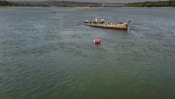 Barcos de la Segunda Guerra hundidos en el Danubio. Captura de video Reuters
