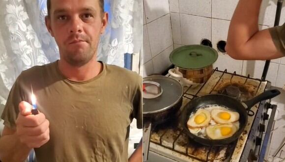 Alexey preparando unos huevos fritos. (Imagen captura: @alexey_3101_/ TikTok)