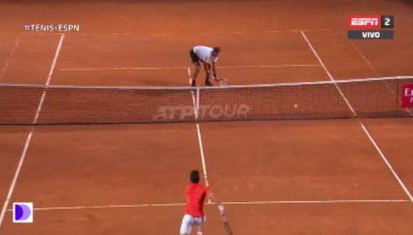 Del Potro se ganó los aplausos de Djokovic con este puntazo en los cuartos de final del Masters 1000 de Roma. (Foto: captura)