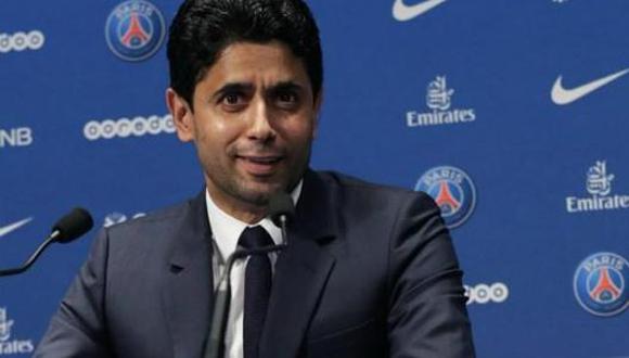Nasser Al-Khelaïfi prefirió no tocar el tema de la probable llegada de un nuevo estratega en el banquillo del PSG. Por el momento, le brindó su respaldo al cuestionado Unai Emery. (Foto: AFP)