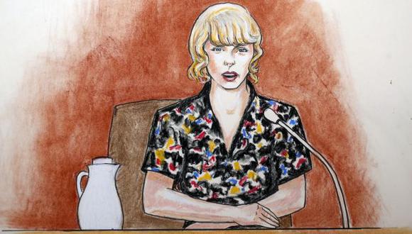 Taylor Swift en una ilustración realizada durante el juicio. (Foto: Agencia)