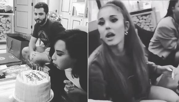 Ariana Grande en la fiesta de cumpleaños de Demi Lovato. (Instagram)