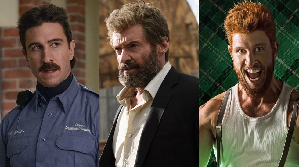 A los extremos, Pablo Schreiber como sus personajes en "Orange is the New Black" (izq.) y "American Gods" (der.). Al centro, Hugh Jackman en la última película de Wolverine, "Logan". (Fotos: Difusión)