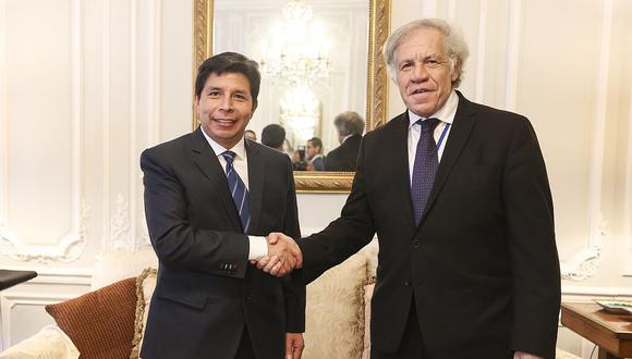 Pedro Castillo y Luis Almagro en una pasada visita al Perú. (Foto: Presidencia)