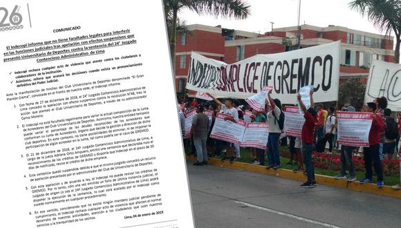 Indecopi mostró su rechazo a la protesta de los hinchas de Universitario de Deportes. (Foto: Indecopi / Comisaría de San Borja)