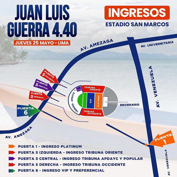 Access tickets for the Juan Luis Guerra concert at the San Marcos Stadium