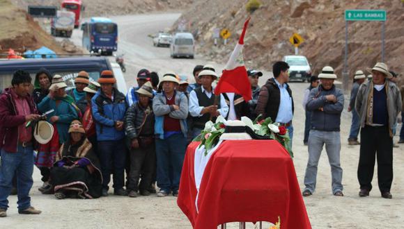 Imagen del velorio de Quintino Cereceda, comunero que falleció durante las protestas contra la minera Las Bambas en octubre del 2016. (Foto: Miguel Neyra / Archivo El Comercio)