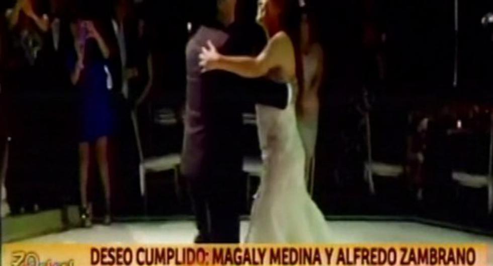 Magaly Medina se casó durante la noche de este viernes 9 de diciembre con el notario Alfredo Zambrano. (Foto: Captura)