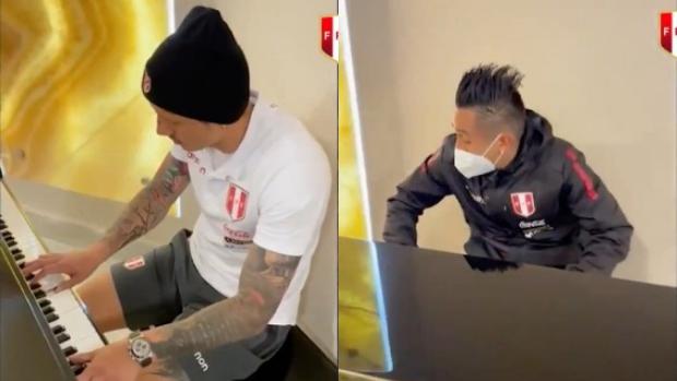 Gianluca Lapadula and Christian Cueva starred in a funny moment.  (Photo: FPF)