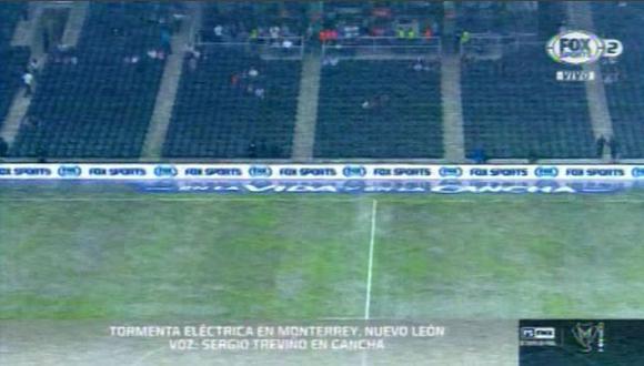 La tormenta eléctrica hizo que el partido entre Monterrey y Zacatepec se suspenda por la Copa MX | Foto: captura