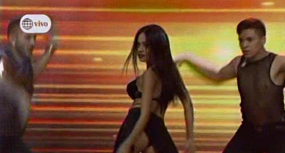 Mayra Goñi se robó las miradas con sus sensuales movimientos en prueba de baile. (Foto: Captura América TV)