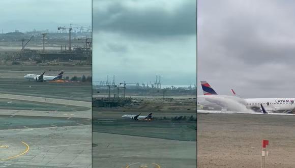 Avión de Latam sufrió accidente en aeropuerto Jorge Chávez tras impactar contra un camión de los bomberos. (Foto: Twitter/ @GaboAir @chipanacatalan)