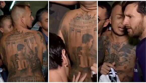 Messi le cumplió el sueño a un fan que lo homenajeó con este formidable e inmenso tatuaje | VIDEO. (Foto: Captura de pantalla)