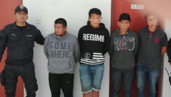 Tres de los detenidos, en &Aacute;ncash, son adolescentes. El otro es Gustavo Carri&oacute;n Cano, de 27 a&ntilde;os. Queda por ser arrestado Richard Valencia Benites, de 20 a&ntilde;os. (Foto: cortes&iacute;a PNP)