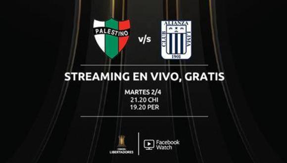 Estos partidos de esta semana de la Copa Libertadores, como el Palestino vs. Alianza Lima, se podrán ver en la red social Facebook. (captura)