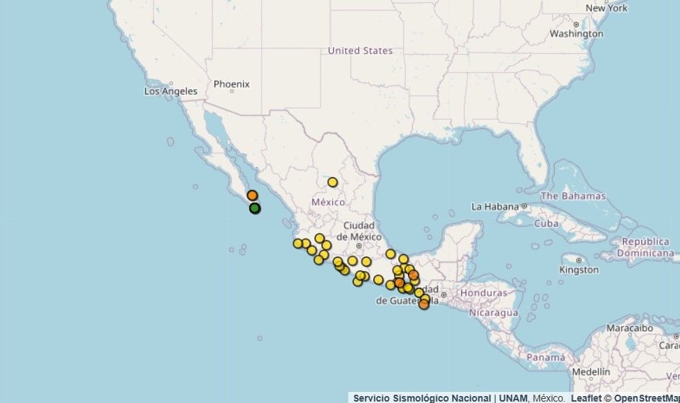 Sismos reportados durante la madrugada del jueves 19 de diciembre.