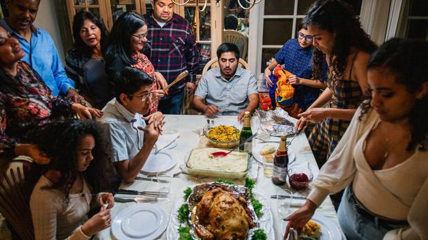 A family celebrates Thanksgiving in Los Angeles in 2020