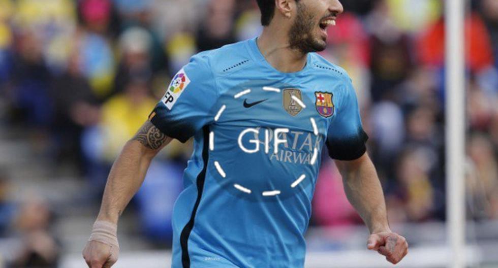 Luis Suárez y el Gif de su primer gol en el partido del Barcelona ante Las Palmas por la Liga BBVA. (Foto: Twitter Liga BBVA)