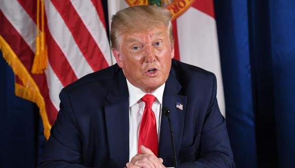 El presidente de los Estados Unidos, Donald Trump, durante una conferencia sobre la preparación para las tormentas y COVID-19 en Belleair, Florida. (Foto: AFP / SAUL LOEB).