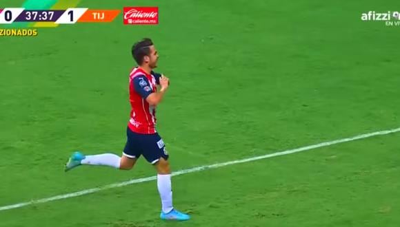 Jesús Angulo marcó el empate 1-1 de Chivas vs. Tijuana. (Foto: captura de pantalla - Afizzionados)