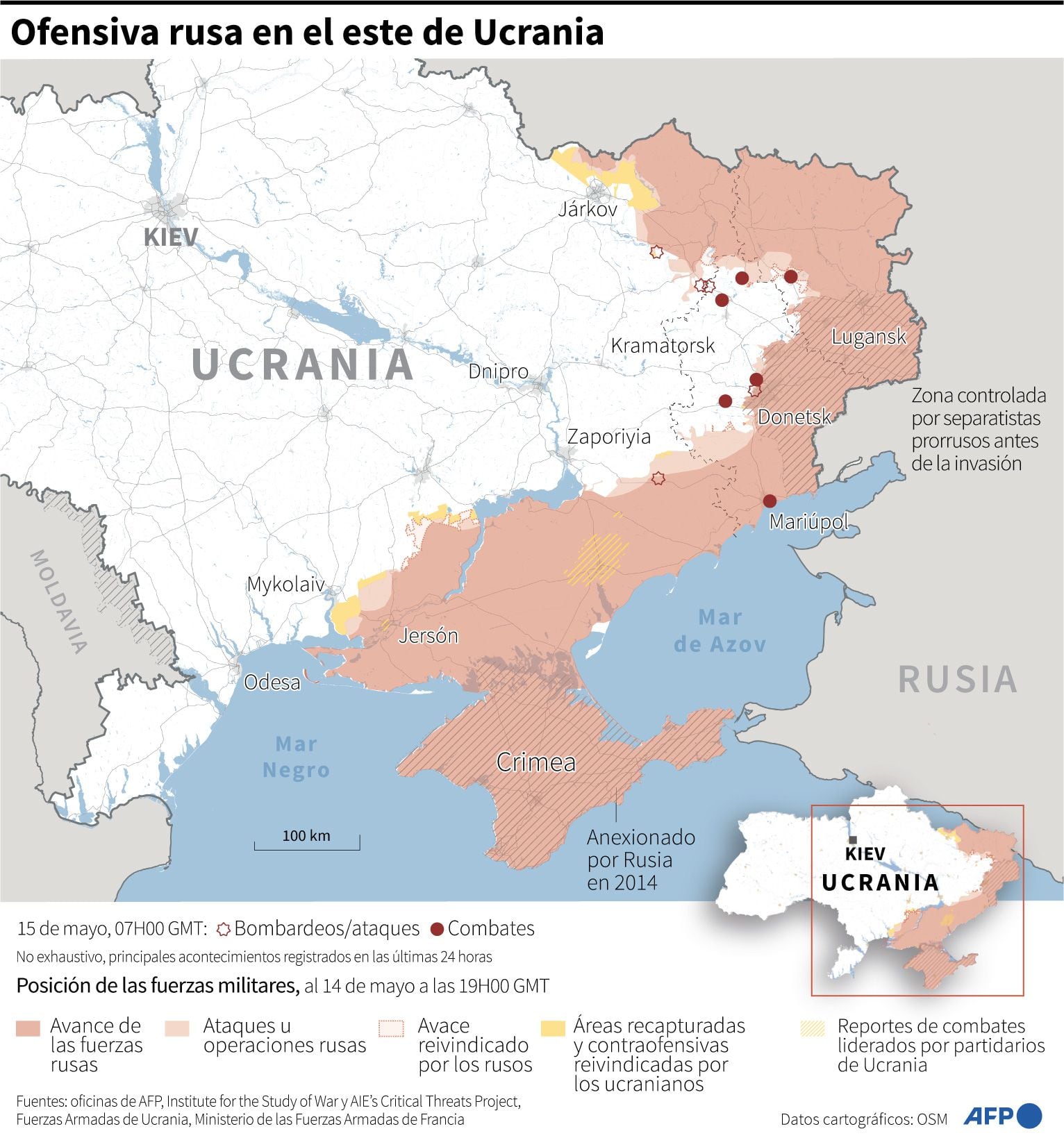 The Russian offensive in eastern Ukraine.  (AFP).