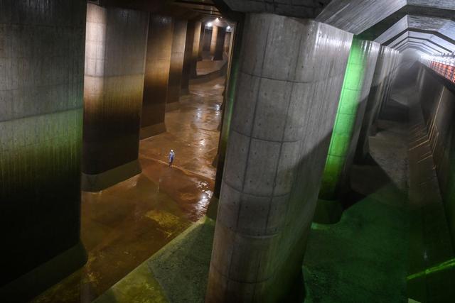 El "Partenón" es un complejo de canales que protege a Tokio y las áreas circundantes de inundaciones catastróficas. (Foto de Charly TRIBALLEAU / AFP).