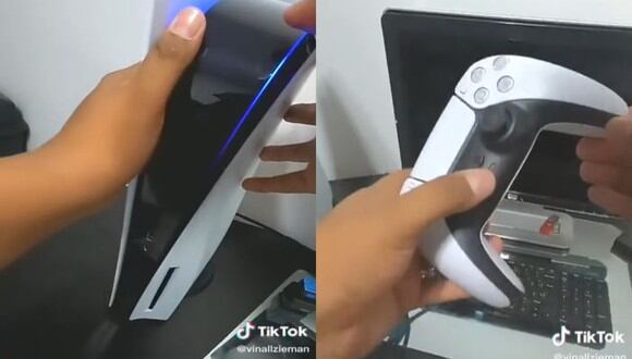Cuando prendió la "PS5" se dio cuenta que se trataba de una bocina de audio con conexión Bluetooth. (Foto: @15yearsgamepadfactory/TikTok)