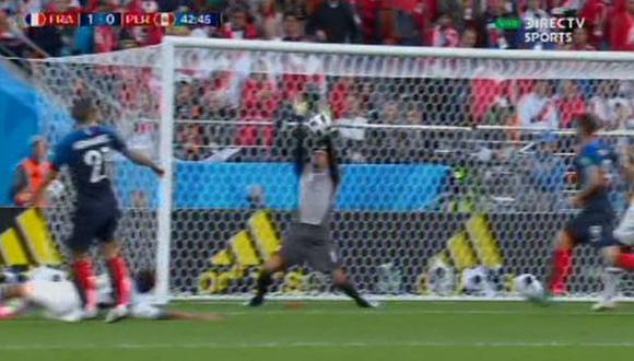 Nuevamente Pedro Gallese salvó la portería de Perú ante un ataque de Francia. El '1' nacional le ahogó el grito de gol de Lucas Hernández. (Foto: captura de video)