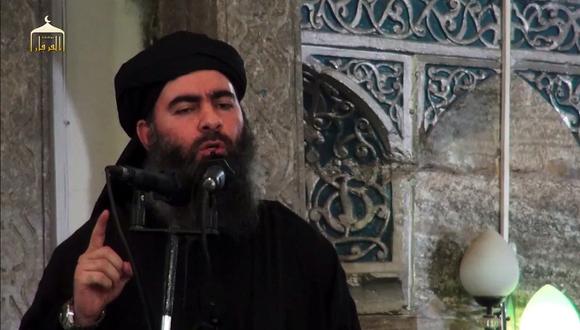El fallecido jefe del Estado Islámico Abu Bakr al Baghdadi en una imagen del 5 de julio del 2014 en Mosul, Irak. (AFP).