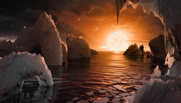 Recreación de la superficie de uno de los planetas del sistema Trappist 1. (NASA)